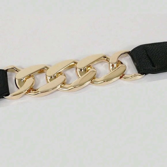 Luxe Vegan Leather Chain Snap Button Belt - Picture 3 of 6